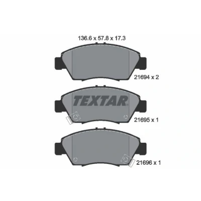 Immagine di TEXTAR 2169401 Kit pastiglie freno con segnalatore acustico usura HONDA: Civic 6 Hatchback, 7 V Hatchback