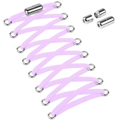 Immagine di Widamin 2 paia di lacci elastici per adulti e bambini, senza legatura con capsule metallo, lunghezza 100 cm, Viola X