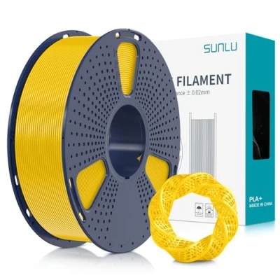 Immagine di SUNLU Filamento PLA+ 1.75 mm per Stampante 3D e Penne 3D, PLA Plus 1KG,Neatly Wound, Precisione di Tolleranza del +/ 0.02 (Giallo puro)