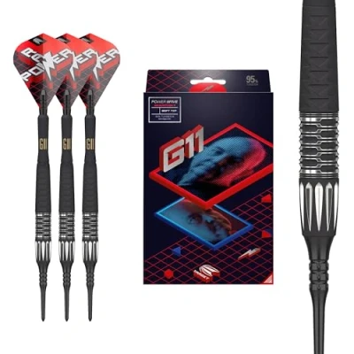 Immagine di Target Darts Phil Taylor Gen 11 Power 9 Five Soft Tip Darts, 95% Tungsten Raw G11, 20G Freccette Generation 11, Set di in Edizione per Giocatori con Punte Pixel
