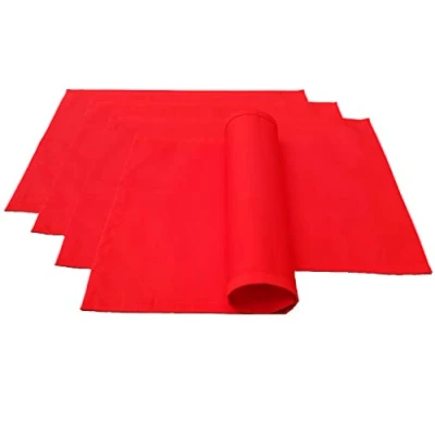 Immagine di Lemos Home Tovagliette di alta qualità, 4 pezzi, in 100% cotone, collezione concetto, colore e dimensioni a scelta (set da 46 x 36 cm, rosso)