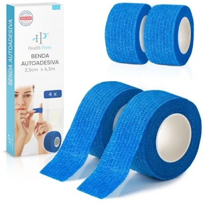 Immagine di Bende autoadesive per le dita 4x rotolo di nastro adesivo blu (2,5cm x 4,5m) Benda autoadesiva elastica impermeabile Striscia antipolvere