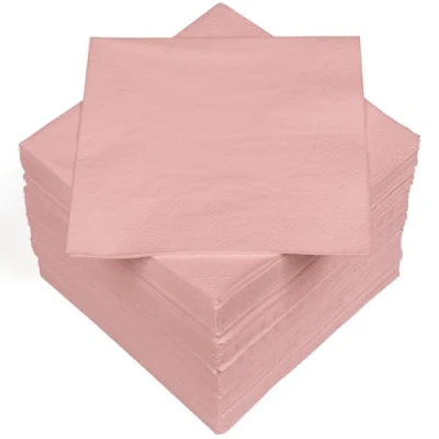 Immagine di HEKU 100 tovaglioli in tinta unita, 3 strati, 33 x cm, qualità uniforme per eventi e gastronomia, pratica confezione da 5, altamente assorbenti ed eleganti, rosa