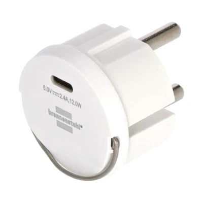 Immagine di Brennenstuhl Adattatore presa USB C (caricatore da inserire in un nido di presa, 2,4 A, compatibile con prese IP44 e avvolgicavo, design piatto)
