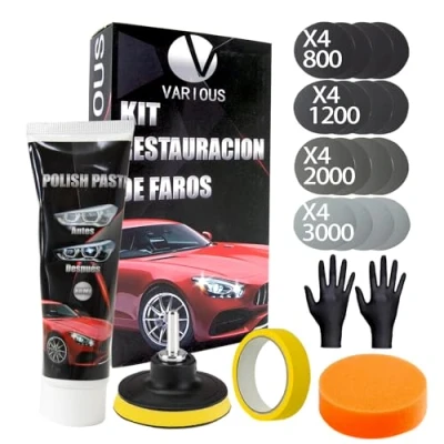 Immagine di various Kit di Riparazione fari con Adattatore per Trapano lucidare opachi e usurati Set Pulire levigare ITV Migliorare visibilità Sicurezza。