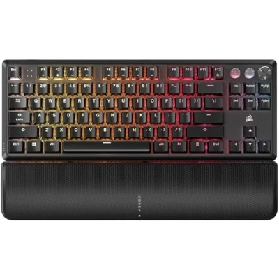 Immagine di Corsair K70 PRO TKL RGB Tastiera da gioco magnetica e meccanica cablata Switch MGX Hyperdrive pre lubrificati, trigger rapido ad effetto Hall, 8000 Hz Hyper Polling, QWERTY NA, nero