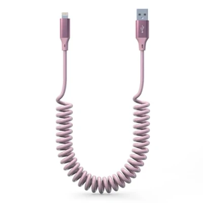 Immagine di Yeemie Cavo i Phone Spirale App le Carplay [Certificato MFi] Corto con Sincronizzazione Dati, Retrattile per Phone/Pad/Pod, Rosa