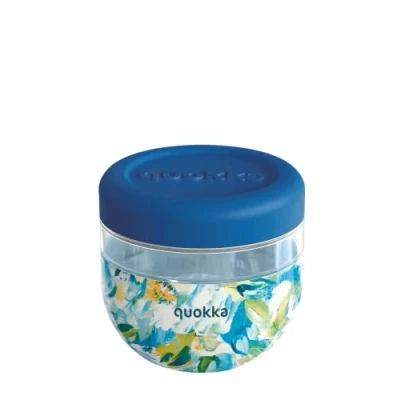 Immagine di Quokka BUBBLE BLUE PEONIES CONTENITORE PER CIBO IN MS CON COPERTURA SILICONE 770 ML