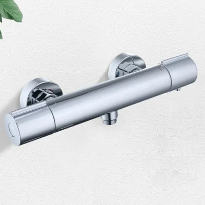 Immagine di HOMELODY rubinetto doccia con termostato miscelatore da parete pulsante di sicurezza a 38 C, cromato doccia, termostatico in acciaio inox