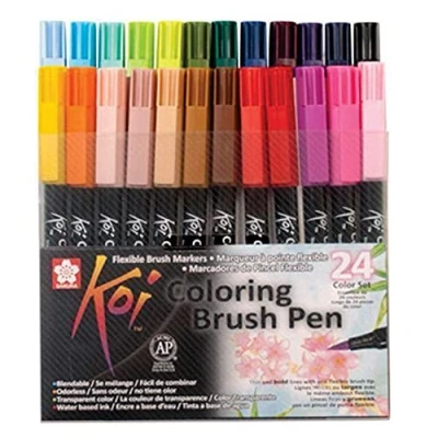 Immagine di SAKURA Koi Coloring Brush Pens Set di 24 pennelli con astuccio