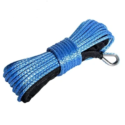 Immagine di DEDC Cavo Verricello 12 Fili Argano Sintetico con Guaina 7700lbs per ATV UTV SUV Camion Barca, Blu 6mmx15m