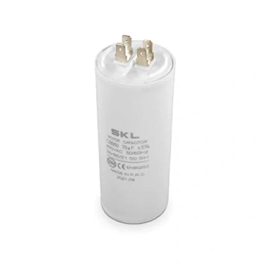Immagine di DL pro Condensatore motore 70µF 450 V Ø50 X 120 mm universale con slot AMP da 6,3 e vite di fissaggio M8 CBB60 avviamento per elettrodomestici elettrici