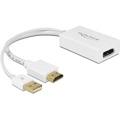 Immagine di Delock 62667 HDMI / DisplayPort Adattatore [1x Spina 1x Presa DisplayPort] Nero contatti connettore dorati, con nucleo in ferrite 25.00 cm
