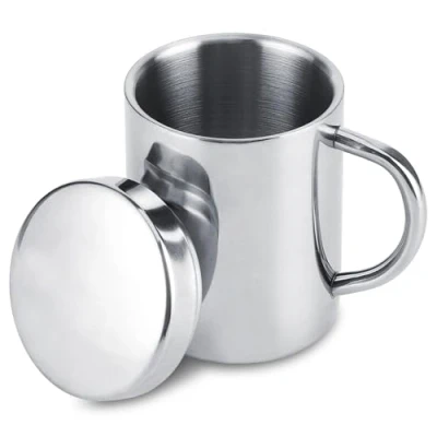 Immagine di HERCHR Tazza da Campeggio Viaggio,Tazza Caffe in Acciaio Inossidabile con Coperchio,Tazza Lattiera e Manico,Bicchiere Termico Coperchio,220ml Termiche Inox a Doppia Parete