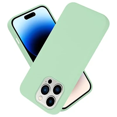 Immagine di Cadorabo Custodia Compatibile con Apple iPhone 14 PRO Max in Liquid Verde Chiaro Coperchio Protettivo Silicone TPU Flessibile
