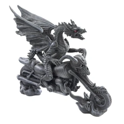 Immagine di Design Toscano CL52102 Statua Drago Biker su Chopper Scheletro, Grigio, 20.5x7.5x16.5 cm