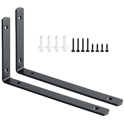 Immagine di Sayayo Staffe per Mensole Nero Pesanti 25CM Staffa Angolare in Acciaio Inox Spessore 4MM, Supporti Mensola Reggi da Muro, 2 Pezzi, EJ5218B 2P