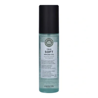 Immagine di Maria Nila True Soft, Olio di argan 100 ml, per capelli secchi, facile assorbimento, reidrata e riduce l’effetto crespo, prodotto 100% vegano senza solfati/parabeni