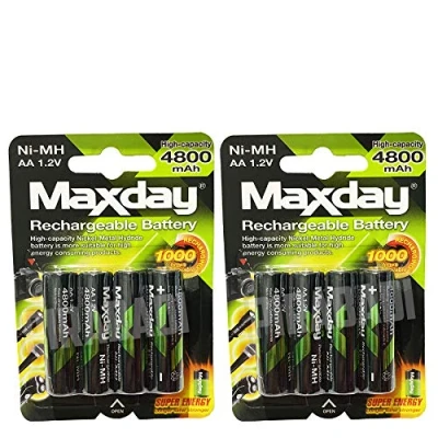 Immagine di Set di 8 batterie Maxday AA LR03 1,2 V NI MH ricaricabili batteria carina 4800 mAh