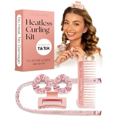 Immagine di Lily England Set regalo bigodini senza calore, fascia per capelli lunghi e corti, ricci calore riempitivi calze