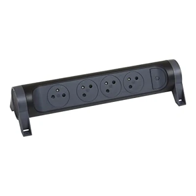 Immagine di LEGRAND Multipresa girevole con interruttore a LED 4 prese di superficie terra Fornito senza corda/senza spina Nero e Grigio Scuro