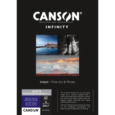 Immagine di CANSON INFINITY BARYTA PHOTOGRAPHIQUE II Matt, carta liscia, mattata, con solfato di bario, 25 fogli, A4