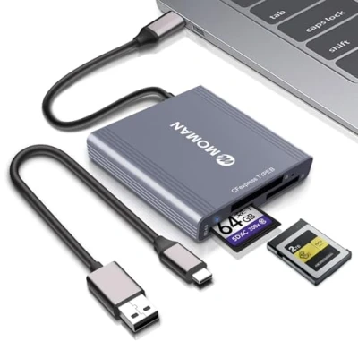 Immagine di MOMAN Lettore Di Schede CFexpress, 10Gbps USB 3.1 Gen 2 CFexpress Type A, B, SD 3 in 1 Lettori Schede, Connettori Per Memoria Della Fotocamera Telefoni, Tablet, Computer