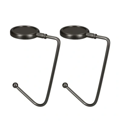 Immagine di kwmobile 2x Gancio Borsa da Tavolo Appendi in Alluminio Antiscivolo Antigraffio Set Appendiborsa per Tavoli e Scrivanie max. 3kg nero matt