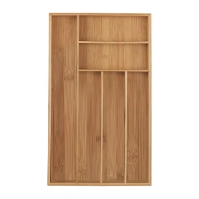 Immagine di Relaxdays Portaposate da Cassetto in bambù, 6 Scomparti, Divisore Posate &amp; Utensili Cucina, 5 x 27,5 46cm, Naturale, 1 pz