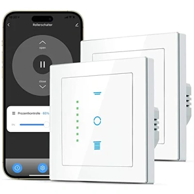 Immagine di CURRYSMARTER Interruttore Wi Fi per tapparelle, [6 gen] veneziane con LED controllabile, timer intelligente tapparelle richiede conduttori zero, controllo compatibile Echo