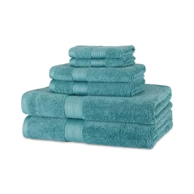 Immagine di Amazon Basics asciugamani in cotone, resistenti allo sbiadimento, composto da teli 2 bagno, e salviette, confezione 6, verde acqua