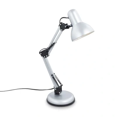 Immagine di Briloner lampada da tavolo regolabile, con interruttore a cavo, retrò presa E14, 546x224 mm (DxH), color argento