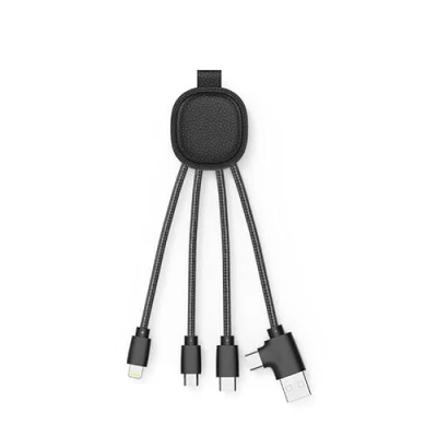 Immagine di Xoopar Ine Smart NFC Function Nero in Pelle Riciclata Cavo Multi USB 4 in1 C, USB, Lightning, Micro Caricabatterie Universale per Iphone, Samsung, Huawei, Xiaomi, Wiko