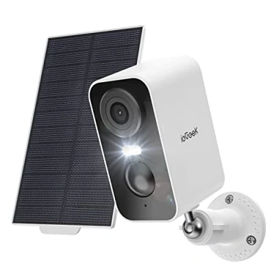 Immagine di ieGeek 2K Telecamera Wi Fi Esterno Senza Fili con Pannello Solare, Videocamera Sorveglianza WiFi a Batteria, Rilevamento Umano PIR, Sirena, Visione Notturna Colori, 2 Vie Audio, Impermeabile IP66