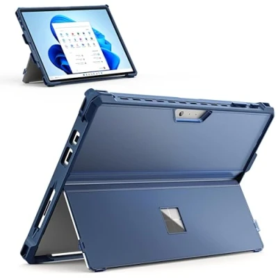 Immagine di MoKo Custodia Protettiva Compatibile con Microsoft Surface PRO 7 Plus 2021/ Pro7/6/5/4/LTE,Cover di Guscio Posteriore Rigido in PC Telaio Flessibile TPU, Kickstand Accessibile, Blu