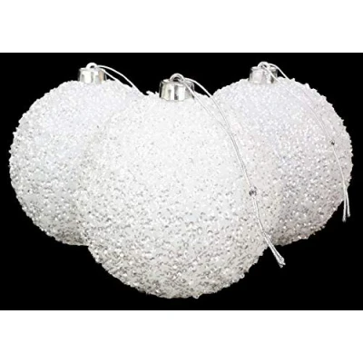 Immagine di Christmas Concepts® Confezione di Palline per Albero Natale da 3 150 mm Bianche Scintillanti Iridescenti