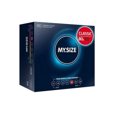Immagine di MY.SIZE preservativi classici misura 5 I 60 mm di larghezza 80 pezzi confezione mega premium extra sottili fedeli al tatto 0,07 spessore delle pareti