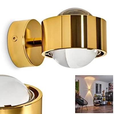 Immagine di Lampada da parete a effetto Sapri, sferica, Spot in metallo e lenti vetro, con grandi effetti luminosi nei colori oro, G9, senza lampadina/e
