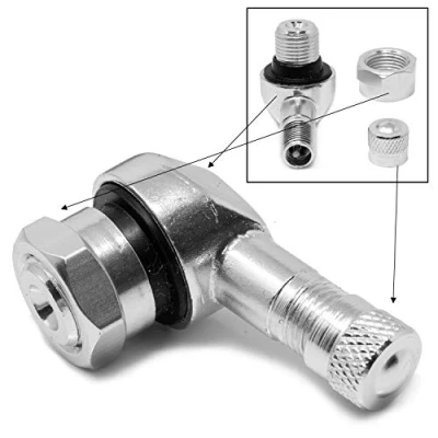 Immagine di detailmate 2 valvole ad angolo/piatte in alluminio, valvola angolo, per moto, auto, 11,3 mm, colore argento, alluminio