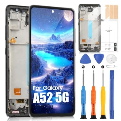 Immagine di LCD Display per Samsung Galaxy A52 5G SM A526B A526U A5160 con Cornice, Schermo Sostituzione Touch Screen Digitizer Assembly Strumenti 6,5&quot;, Senza Fingerprint Unlocking
