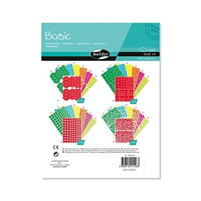 Immagine di Maildor Assortimento Geometrico di Base, Confezione da 60 Fogli, Carta, Multicolore, 20.0 x 16.0 6.0 cm