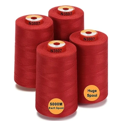 Immagine di New brothread 28 Opzioni 4 Grandi Bobina di 5000M per tutti gli usi Filo da Cucito in Poliestere 40S/2 (Tex27) Cucito, Quilting, Patchwork, Serger e Overlock Red