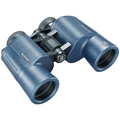 Immagine di Bushnell H2O 2 Binocolo 12x42 Porro blu scuro Completamente multicoated Impermeabile/antiappannamento Conchiglie oculari Twist Up Watersport Nautica