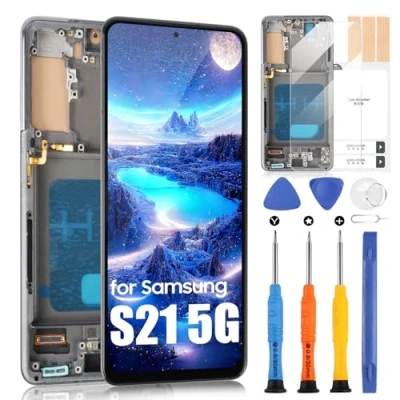 Immagine di per Samsung Galaxy S21 5G LCD Display, SM G990 G991 G991B G991U Schermo Touchscreen Digitazer Assembly Sostituzione con Riparazione Kit(6,2&quot;, Nero Cornice)