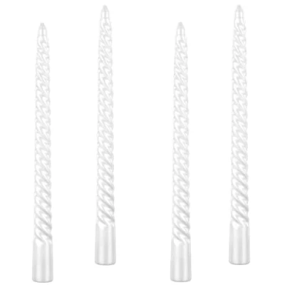 Immagine di Kemladio 4 candele coniche da 25,4 cm, affusolate non profumate per 8 ore, lunghe, cena, alte, di Halloween (4 pezzi, bianco)