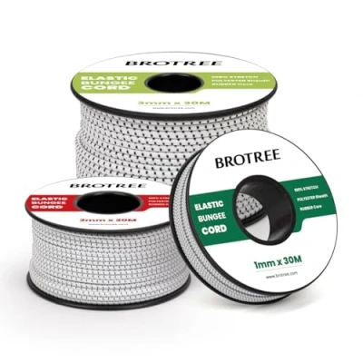 Immagine di Brotree Corda Elastica 2mm x 30m Cordoncino Elastico Rotonda Filo per Perline, Braccialetto, Artigianato e Progetti Fai da te Nero&amp;Bianco