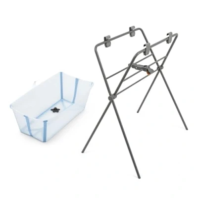 Immagine di Stokke Flexi Bath (Ocean Blue) + Supporto per Vaschetta bambini fino ai 10 kg Pieghevole, durevole e facile da riporre Comodo usare a casa o in viaggio