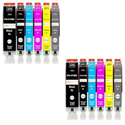 Immagine di Amaprint 12 XL cartucce compatibili con Canon PGI 570 CLI 571 adatto per MG7700 MG7750 MG7751 MG7752 MG7753 TS8000 TS8050 TS8051 TS8052 TS8053 TS9000 TS9050 TS9055