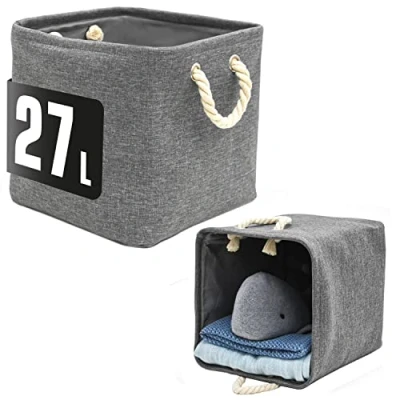 Immagine di DuneDesign Set di 2 Scatole in Tessuto Portaoggetti 30x30x30 cm Compatibili con Kallax Stoffa Cube Organizer Box Porta Oggetti Contenitori x Armadi Vintage Scatola 30x30