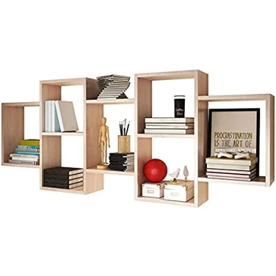 Immagine di Selsey Kassi Scaffale a 7 Scomparti/Scaffale Murale/Libreria/Pannello Sospeso/Bianco
